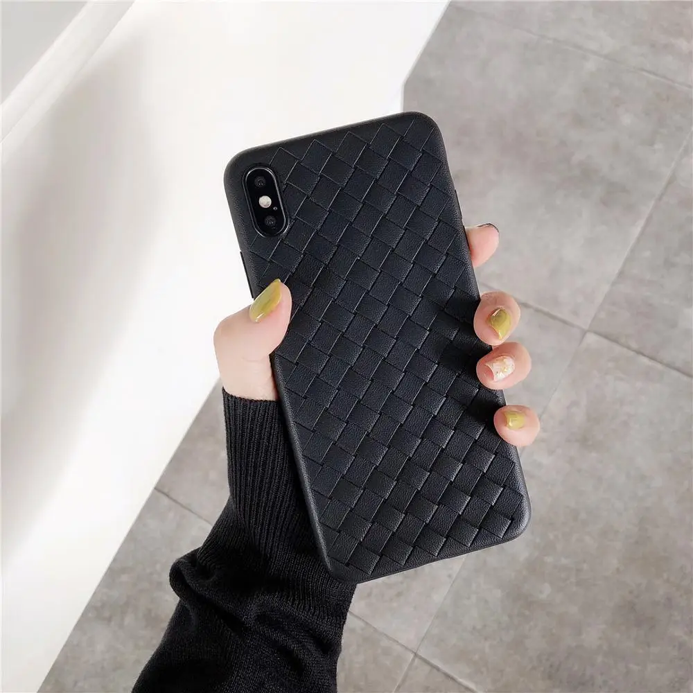 Модный Плетеный черный чехол для iPhone X XR XSMax 6 6S 7Plus 8 8Plus ударопрочный Ультратонкий