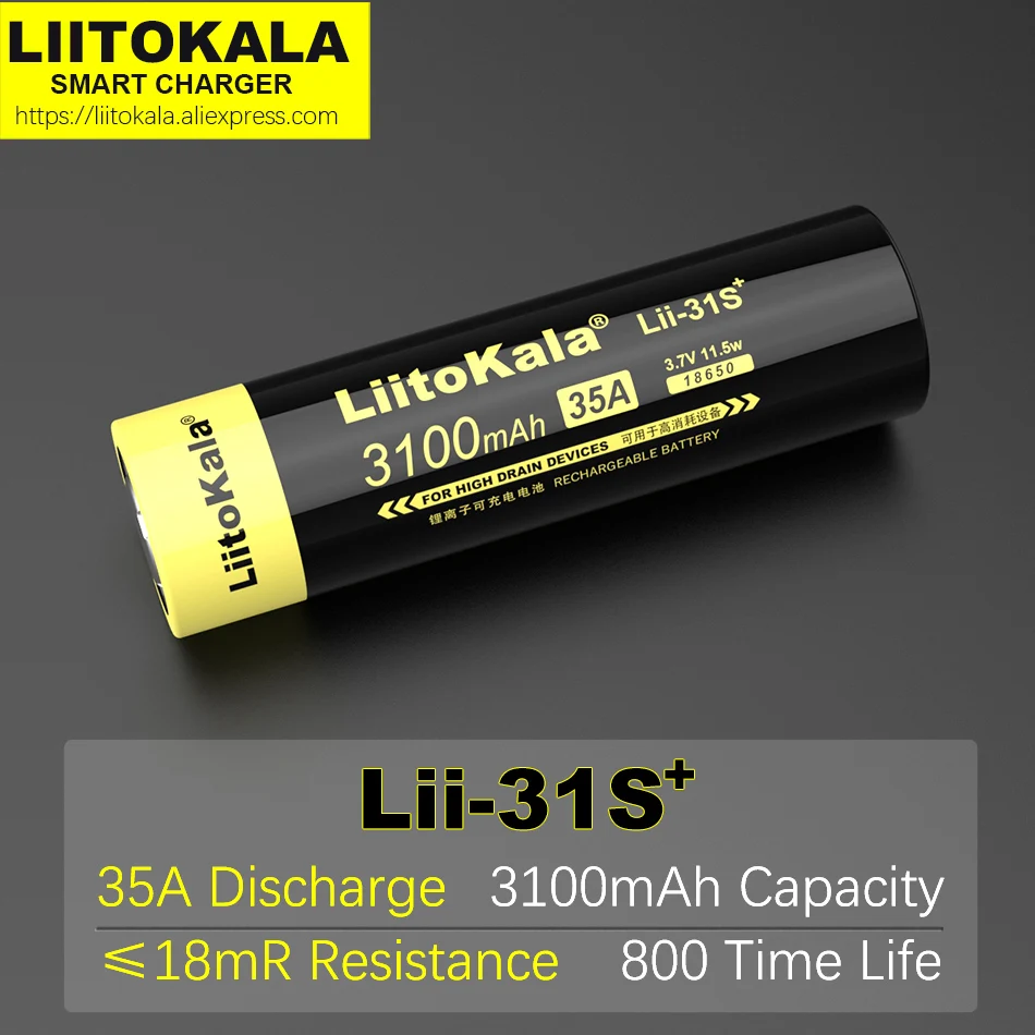 1-10PCS New LiitoKala Lii-31S 18650 Battery 3.7V Li-ion 3100mA 35A Power battery For high drain devices. | Электроника
