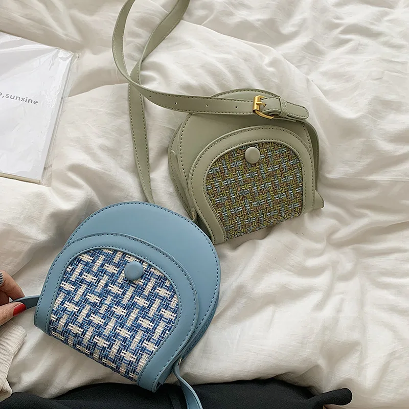 

Bags for women's bag Brand Originality Design Women's bag 2019 Korean fashion contrast woven saddle bag Joker shoulder slung bag