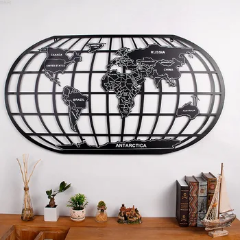 

Iron Art World Map Wall Hanging Creative Shop Bar 3-D Decorative Hanging Ornaments Wall Decoration Ancient Industrial Style
