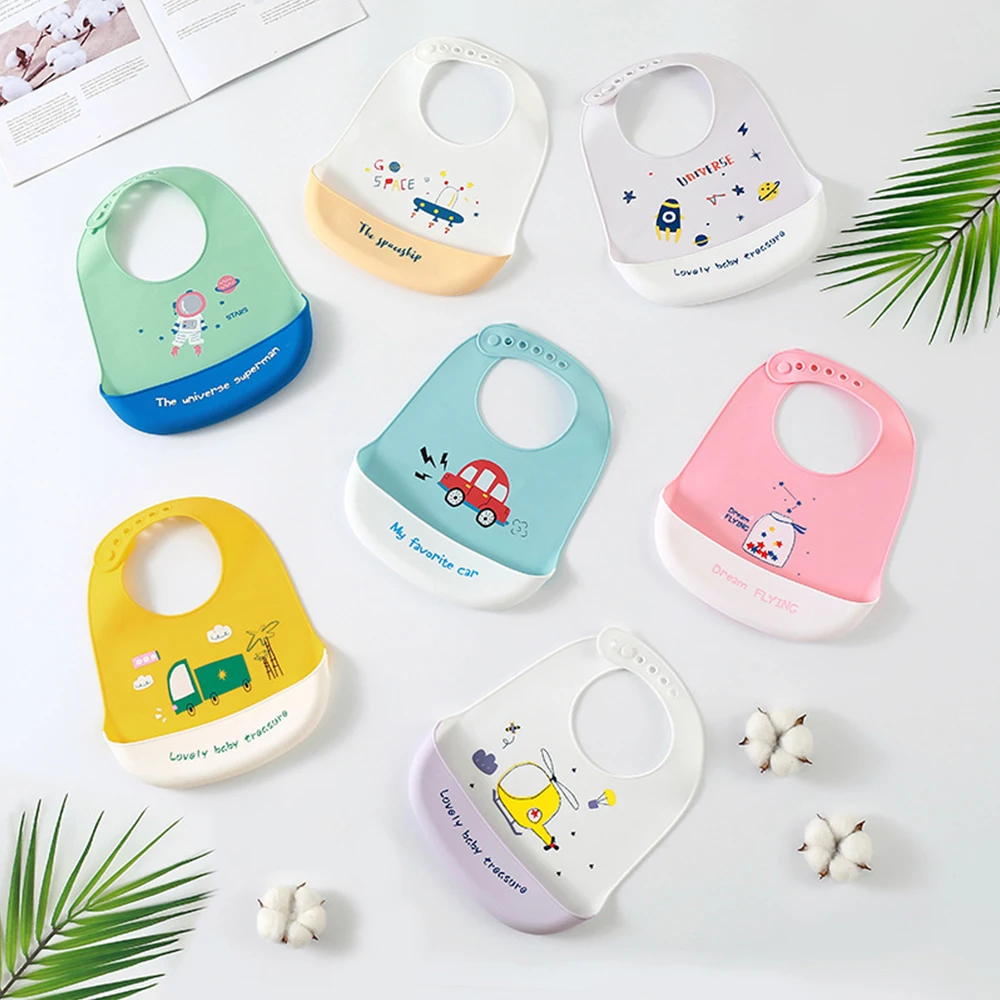

Waterproof 3D Unisex Baby Bib Adjustable Children's Silica gel Bib with Pocket Baby Accessories