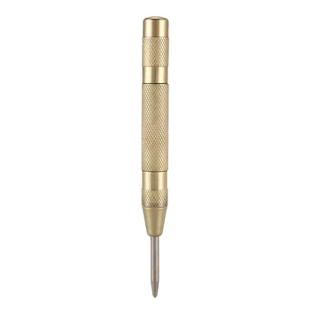 

GTBL Brass Yellow Automatic Center Punch Spring Loaded Chrome Rivet Screw Auto Mark Hole Length 127mm