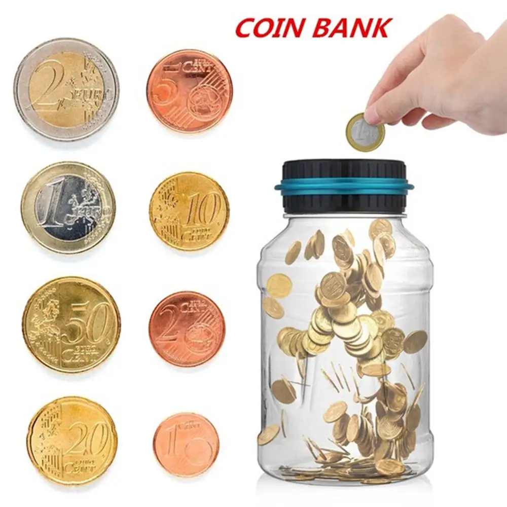 Лидер продаж, цифровой счетчик монет большой емкости, USD/EUR/GBP, цифровая банка для экономии денег, коробка, банка, счетчик монет, бутылка, прозрачная свинья, горячая распродажа - Цвет: Euro
