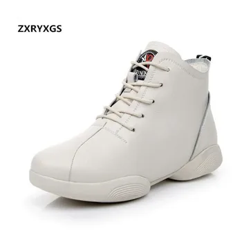 

2019 Soft Comfortable Autumn Winter Boots Genuine Leather Shoes Woman Ankle Boots England Wild Lace Dance Shoes Martin Boots