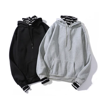 

autumn winter Striped turtleneck Harajuku hoodie Oversized fashion teen Brief sweatshirt hip hop warm Long balck sleeve clothes