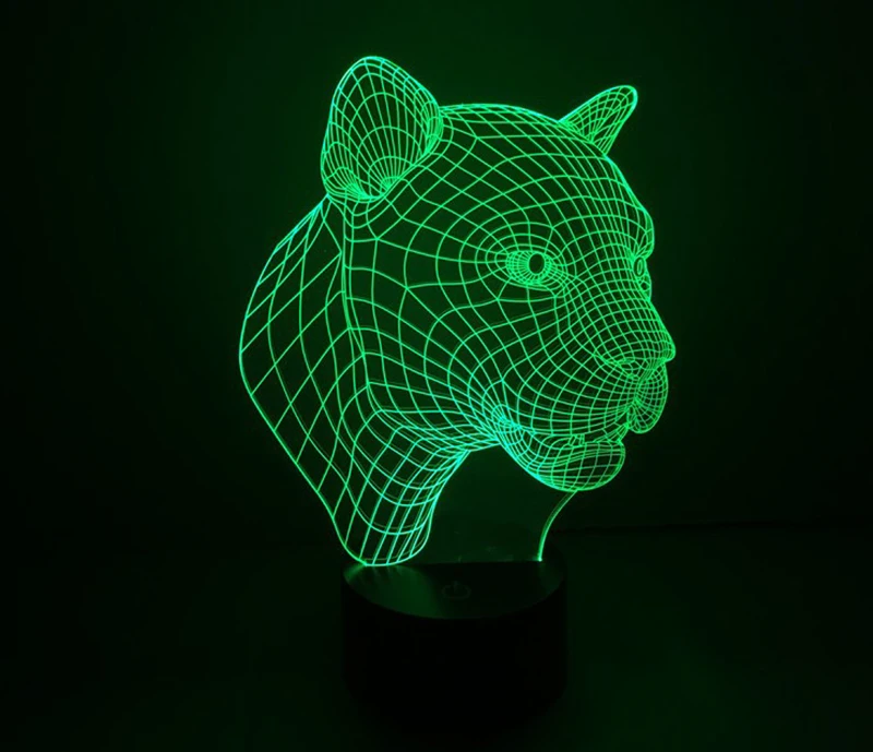 Леопардовый 3D светодиодный сенсорный зарядной атмосферный Настольный светильник акриловый светодиодный визуальный стерео светильник