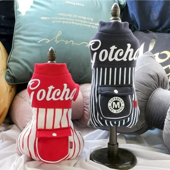 

Winter Overall for Dogs Stripe Letter Snacks Pocket Dog Clothes Warm Teddy Bichon Clothing for Small Dogs XS S M L XL 2XL