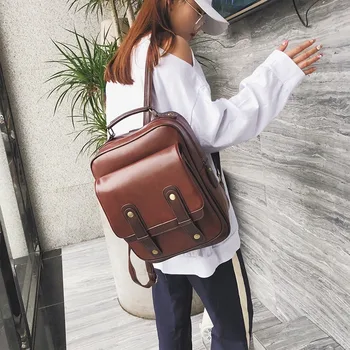 

Large capacity multifunctional backpack Korean version of the new simple retro casual ladies backpack