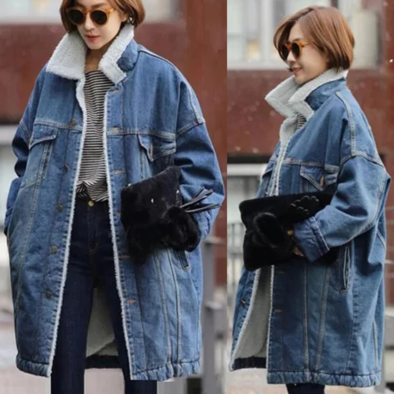 Greatest Fur Warm Winter Denim Jacket Women 2020 New Fashion Autumn Wool Lining Jeans Coat Women Bomber Jack