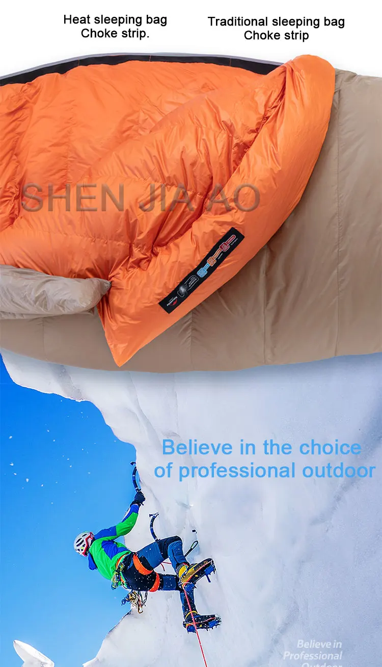 Professional Hiking Winter Outdoor Camping Sleeping Bag Minus 20-30 Degrees Warmth And Thick Goose Down Sleeping Bag H28d778ea4fc942c7bfbc3e04c757aa3fs