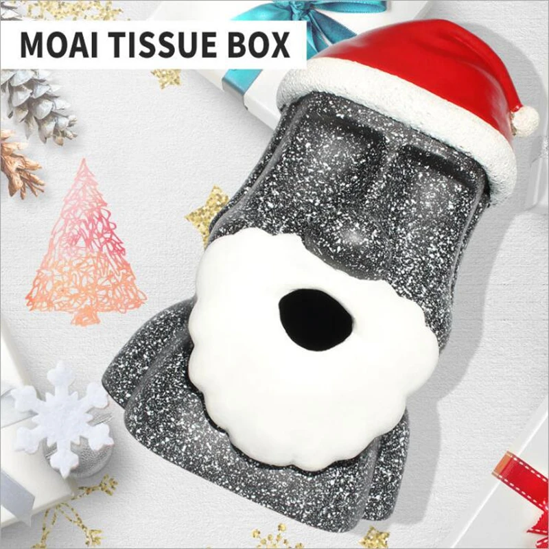 Christmas Easter Island Moai Paper Holder Tissue Box Stone Babbo Natale Moai 3D Carta Igienica Storage Bar Organizzatore Del Bagno