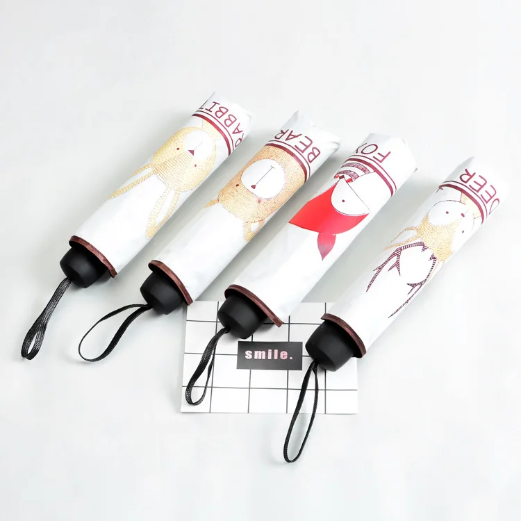 

Yu Bao Creative South Korea Cartoon Parasol Sun-resistant Folding Parasol Customizable Umbrella Three-fold Umbrella
