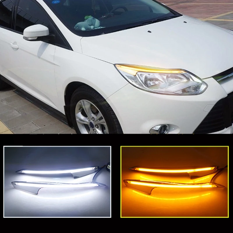 

Car Headlight Eyebrow Decoration Turn Signal DRL LED Daytime Running Light for Ford Focus 3 MK3 2012-2015
