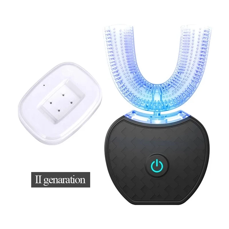 II generation black 360 ° ультра звуковая электрическая зубная щетка IPX7 водостойкая зубная щетка для взрослых перезаряжаемая портативная автоматическая зубная щетка - Цвет: II generation black