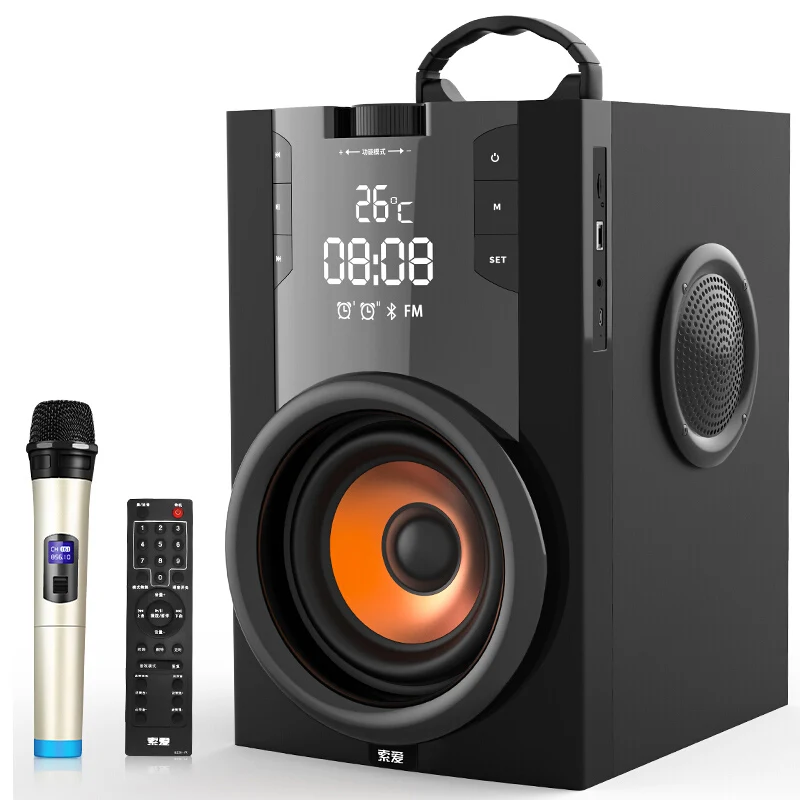 Comprar 2200mAh Altavoz Bluetooth de gran potencia Subwoofer inalámbrico portátil de graves pesados altavoces estéreo reproductor de música pantalla LCD FM Radio TF