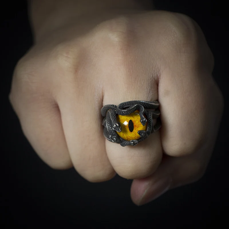 

Мужское и женское кольцо BEM HI BEN, змея дьявола, оригинальное серебряное кольцо ручной работы в стиле байкера, панк, темного цвета, гравировка на заказ