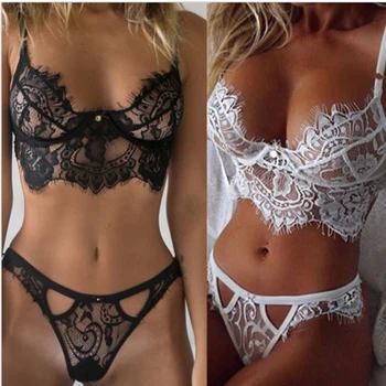 

The Ne High Quality Erotic Lingerie Women's Sexy Big Yards See-through Lace Underwear Temptation Three Point Suits Sexy Lingerie