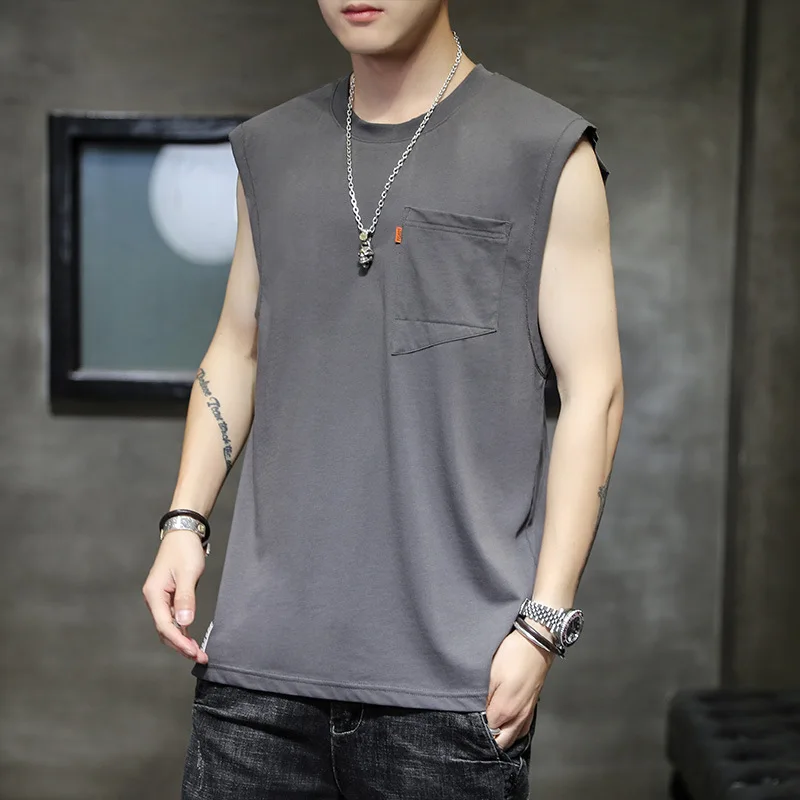 

2020 Summer Style Solid Color Labeling Men Basketball Casual Four Colors Vest Large Size Men's