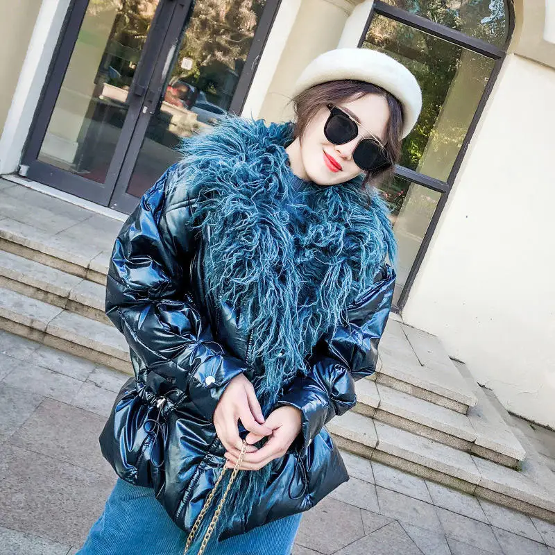 Blue Parkas Модная женская зимняя куртка, парка с меховым воротником, теплое пуховое хлопковое пальто, женское плотное свободное зимнее пальто большого размера, женская одежда Q2148 - Цвет: Blue Parkas