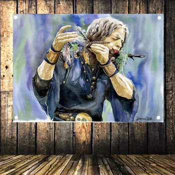 

Nostalgic Music Retro Rock Band Star Poster American Country Music Flag Banner Tapestry Oil Painting Bar Cafe Wall Decor Gift