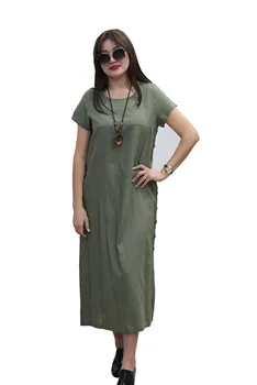 

Женское платье с блестками PELAGEIA, длинное платье из хлопка и льна на кнопках с коротким рукавом на весну-лето 2020