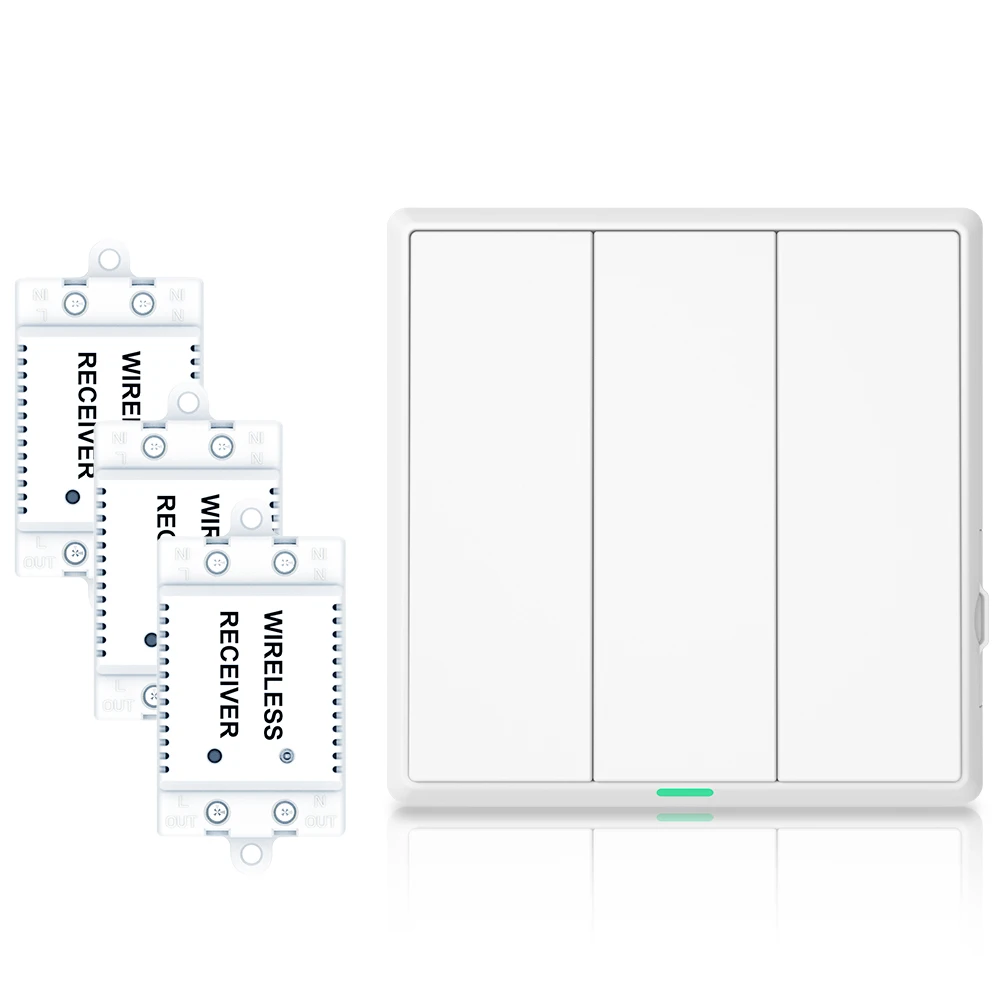 Беспроводной переключатель с приемником 110 В 220 В и кнопочной панелью, водонепроницаемый дистанционный умный светильник, переключатель для умного дома, светильник - Цвет: 3-Gang kit