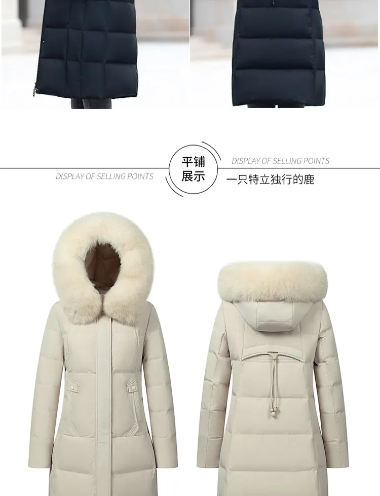 Parker пуховик пальто Женская средней длины секция новая зимняя тонкая Толстая Лисий мех плюс размер с капюшоном белая куртка на утином пуху для женщин