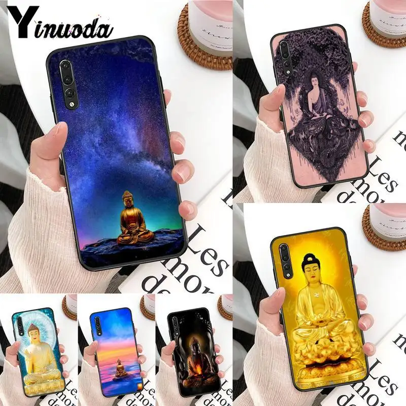 Черный чехол из ТПУ с Буддой для телефона Корпус Корпуса Huawei Mate 30 Pro P20 P30 P40 pro lite Y7 Y6