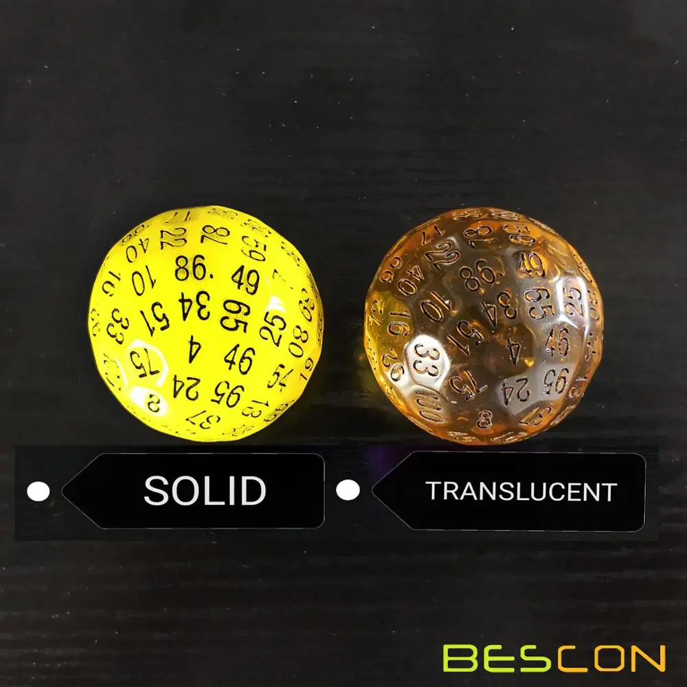 Bescon Translucent Polyhedral Dice 100 Sides Dice, Transparent D100 die, 100 Sided Cube, D100 Game Dice,100-Sided Cube of Amber 4