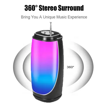 

Powerful Portable Speakers Bluetooth Speaker Column Wireless soundbar with LED Night Light TF Card FM Radio Boombox Built-in Mic