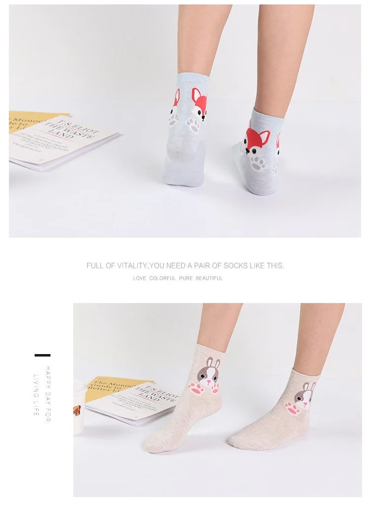 20pair/lot Autumn/Winter new socks women's animal Pattern cotton Crew comfortable breathable adult socks christmas socks
