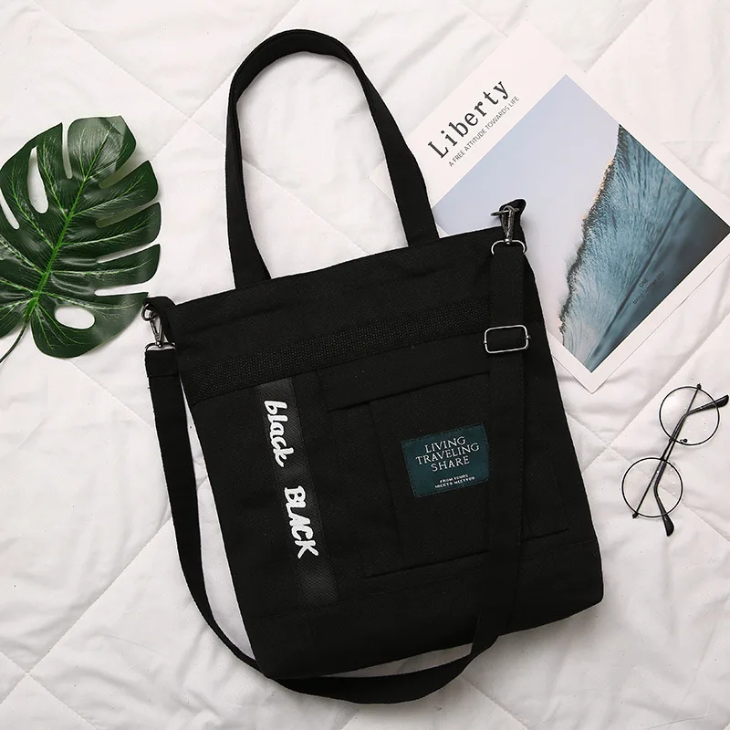 

2018 Autumn New Products Korean-style Simple Large-Volume Lettered Canvas Bag Carry Bag Women's Large Bag Versatile Shoulder Bag