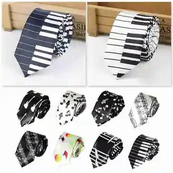 

5cm Black & White Piano Keyboard Tie Male & Female Students Notes Personality Music Pattern Narrow Necktie Unisex Tide Neckties