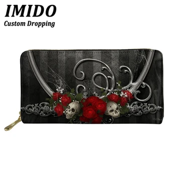 

Women Long Wallets Gothic Skulls Printed Cash Waterproof PU Leather Money Purse llama Wallet Fashion Purse Designer Wallet