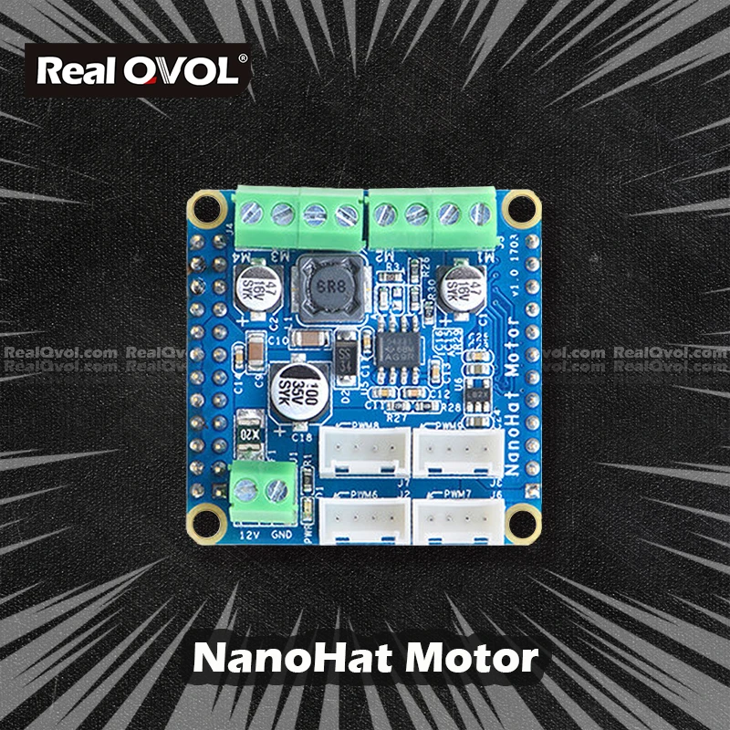 RealQvol FirendlyELEC NanoHat моторный модуль с I2C может управлять 5V ШИМ рулевые Двигатели/12V DC