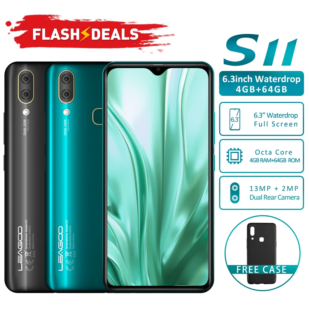 LEAGOO S11 Android 9 0 4G смартфон 6 3 &quotдисплей капли воды 4 Гб 64 3300 мАч Helio P22 13MP двойная