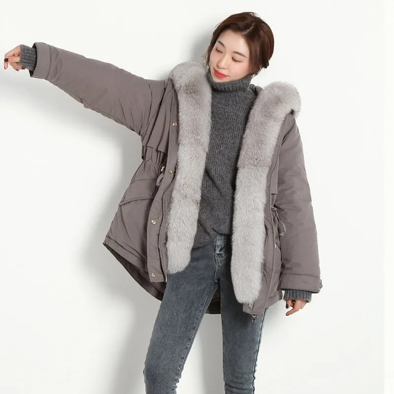 Fitaylor Winter Large Real Raccoon Fur Hooded