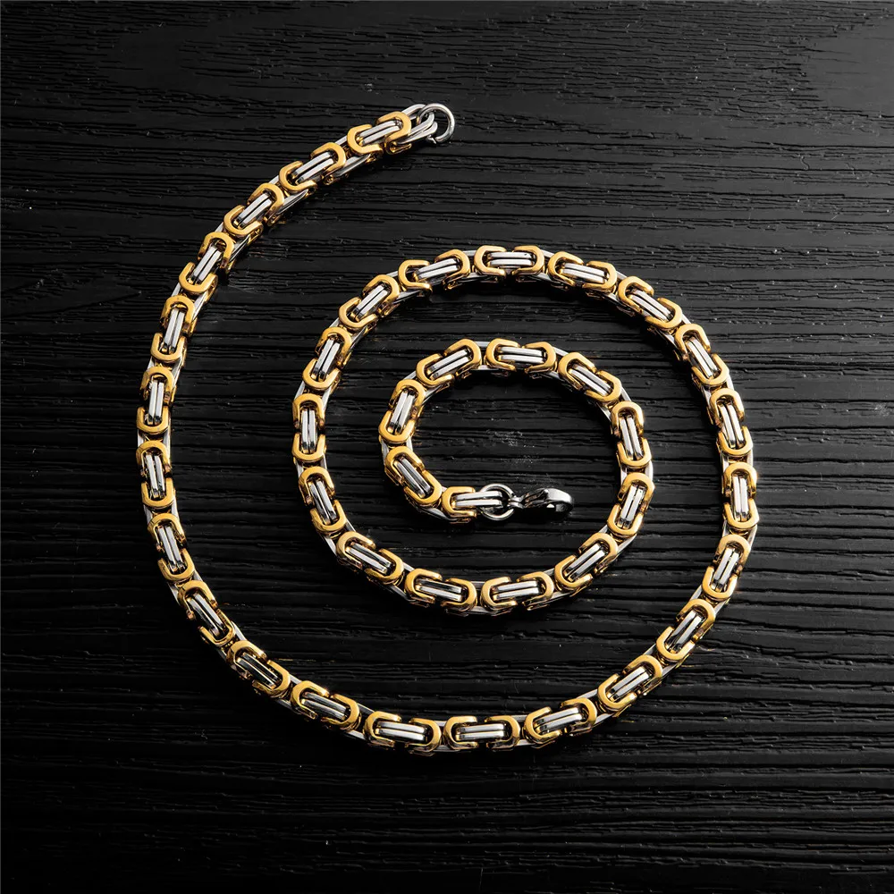 Gold Silver 316L, нержавеющая сталь, Мужская цепочка, ожерелье Рок, аксессуары для личности, толстая кубинская цепочка, ювелирное изделие на шею, мужское ожерелье - Окраска металла: Gold Silver