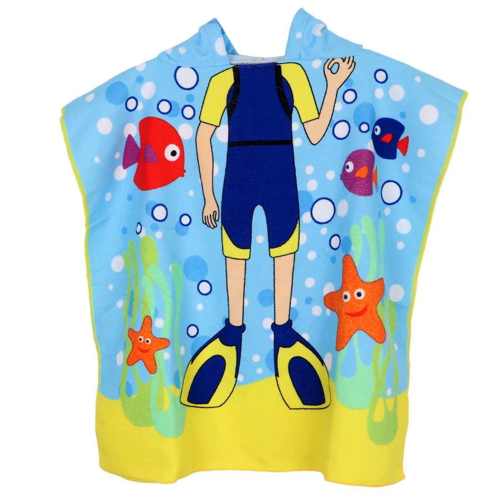 Quick Drying Bathrobe for Kids (80-120cm Height ) Hooded Beach Towel Poncho Robe for Swimming/Surfing/Bathing Set 2