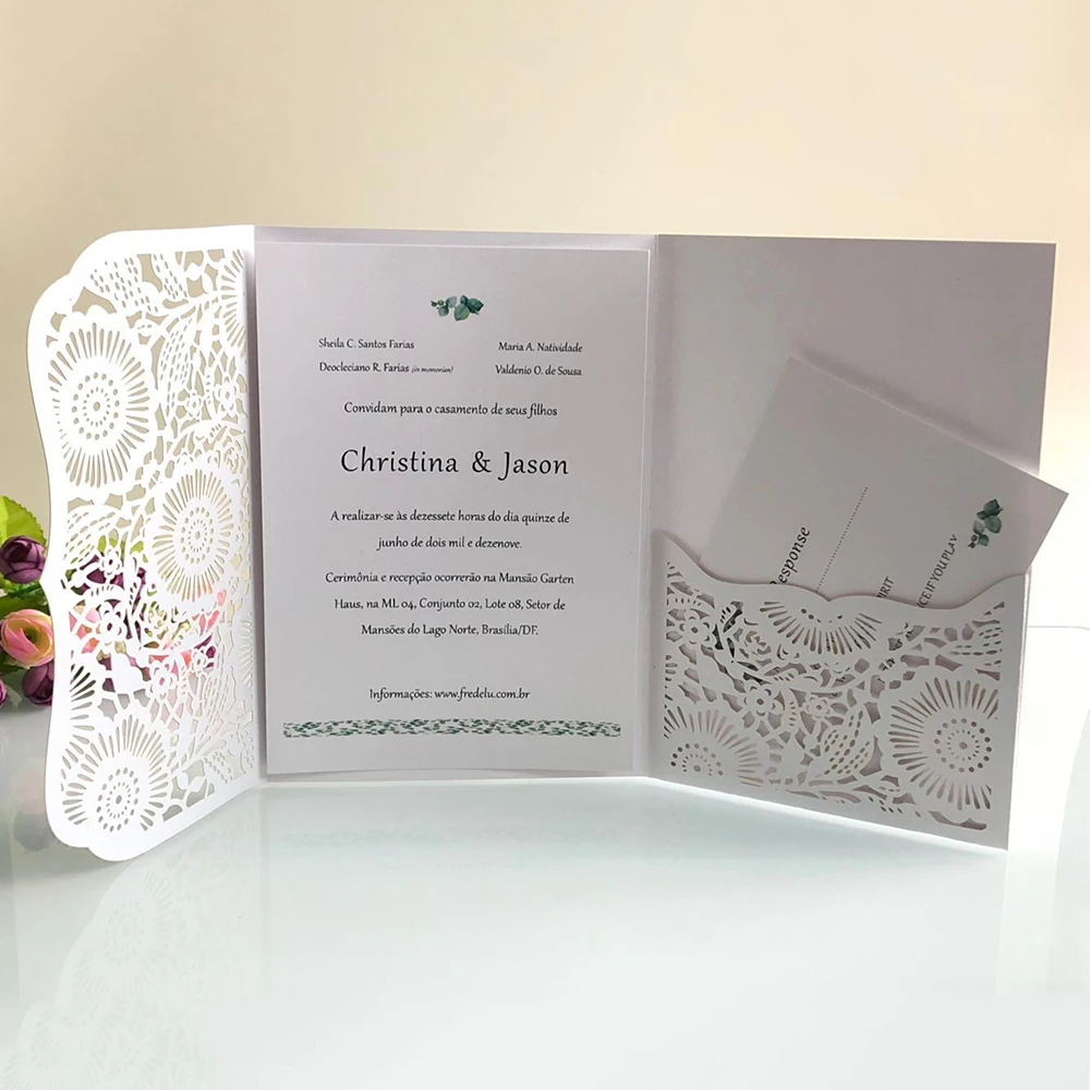  10pcs Elegant Exquisite Laser Cut Wedding Invitation Cards Customize Business Greeting Card Baby Sh - 4000296793599