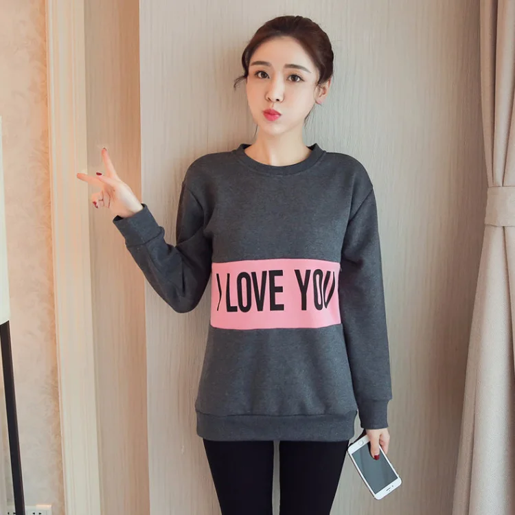 

Photo Shoot Autumn And Winter New Style Maternity Clothes Fashion Korean-style Outer Wear Nursing Lettered Long Sleeve Thick Pre
