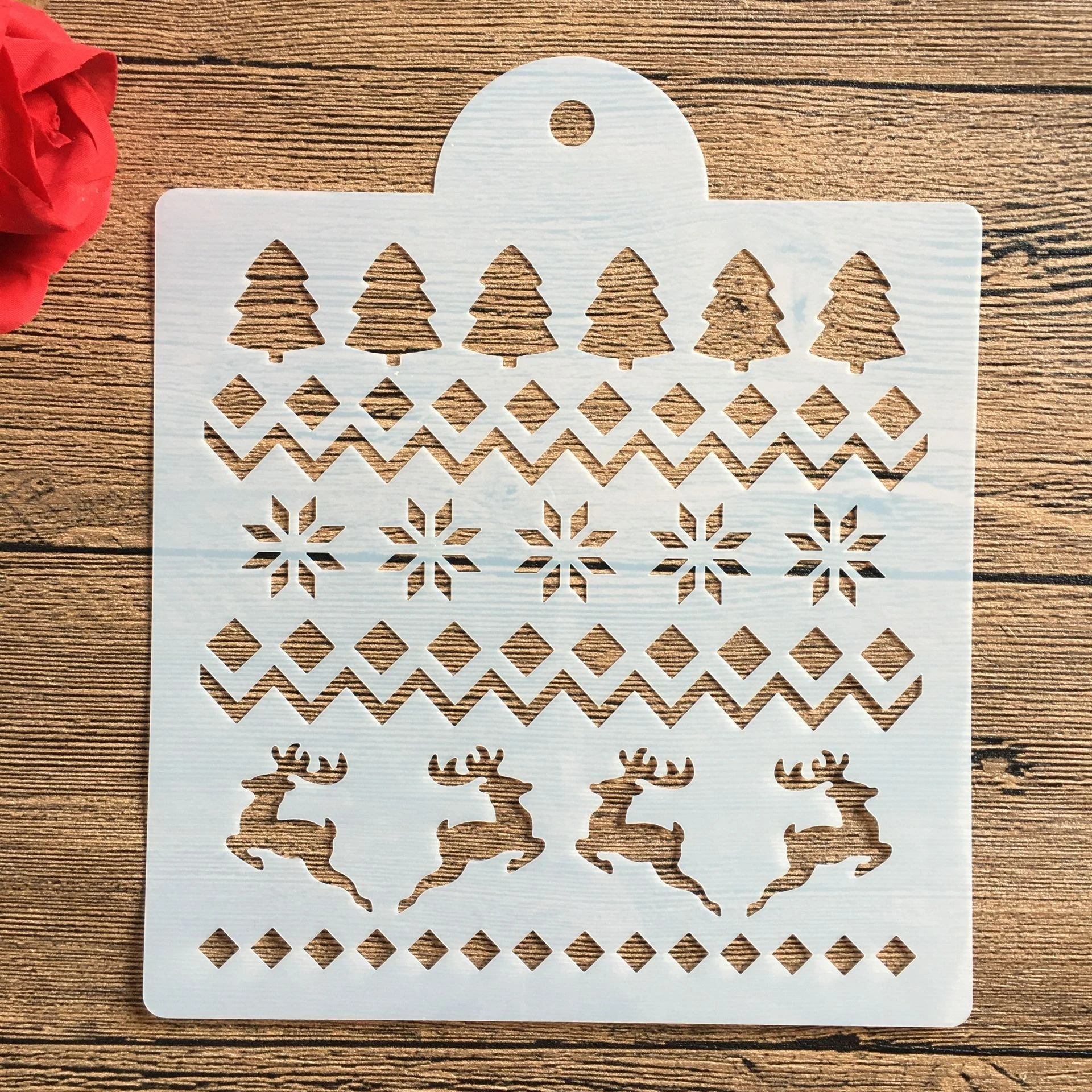 Pack of 24Pcs Small Hollow-out Christmas Painting PET Stencils Set