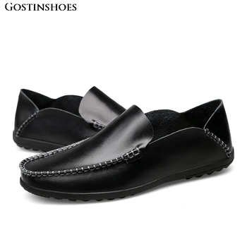 

Men Casual Shoes Black Genuine Leather Men Loafers Moccasins Slip on Men's Flats Moccasins Homme Male Driver Shoes