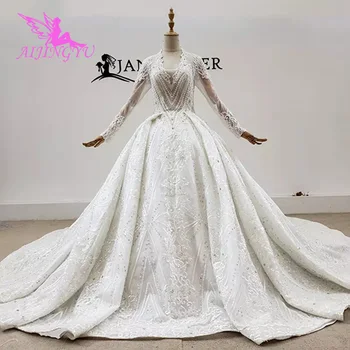 شراءAIJINGYU الوهم الدانتيل Dressee حجم كبير الشاطئ 2021 طويلة الأكمام ملابس الزفاف ثلاثية الأبعاد ثوب الزفاف هولندا