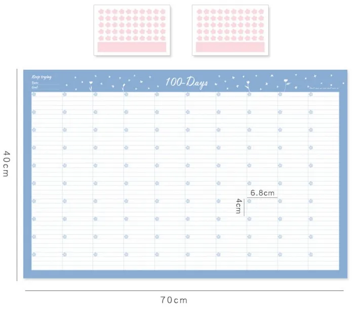 1 шт. Лидер продаж 100 день обратного отсчета календарь розовый синий График обучения планировщик стол подарок для детей обучение планировочные принадлежности - Цвет: 1