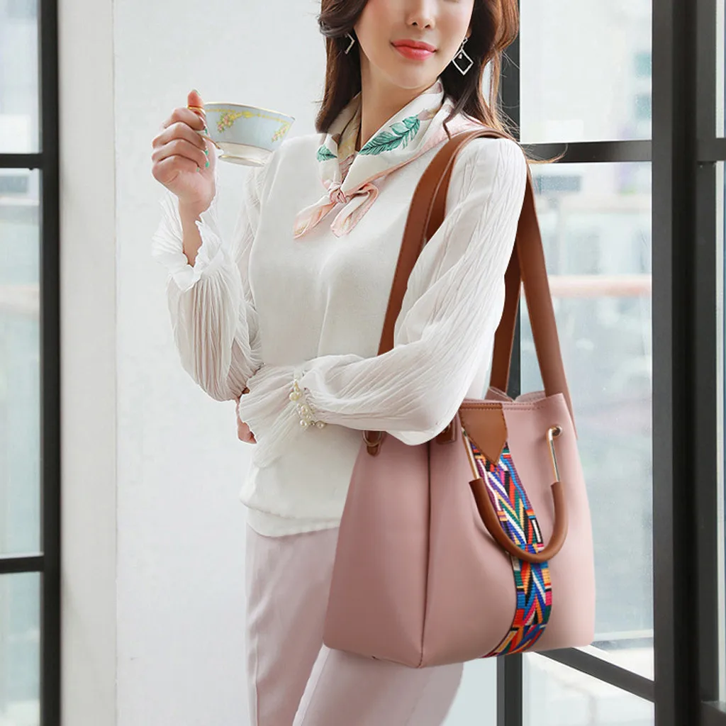 

Fashion Women's Outdoor Solid Color Four-Piece Leather Shoulder Bag Crossbody Package Clutch Women Wallet Handbags Bolsos Mujer
