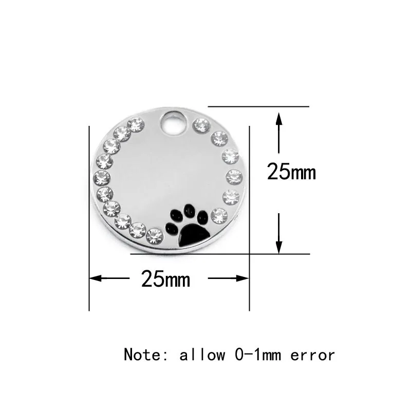 Горячая 100 шт Rhinestone круг P-Aw Выгравированный медальон для собаки из нержавеющей стали Diy значок для собаки Pet магазин для собаки персонализированные(цвет Mixin