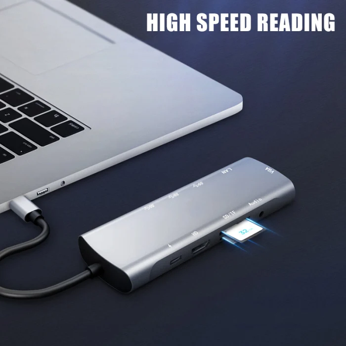 Набор контактов для тестирования 10 в 1 Тип C на HDMI VGA USB Hub устройство для считывания с tf-карт для портативных ПК адаптер конвертер компьютер ND998