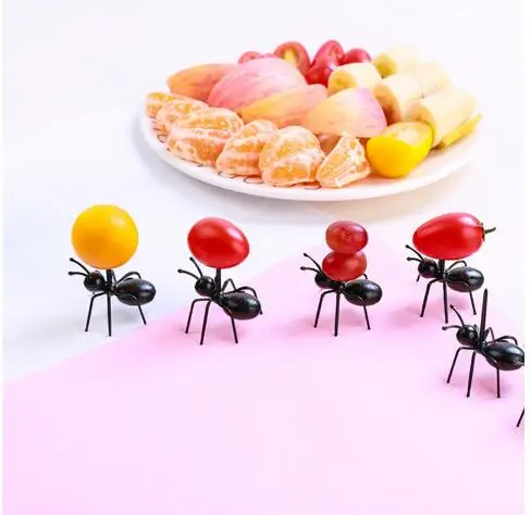 12 компл. DIY Мини Cos вилка для фруктов в форме муравья пластиковая Декоративная Кухня Бар детская десертная вилка Посуда животное шпажка для еды ant toot ZXH