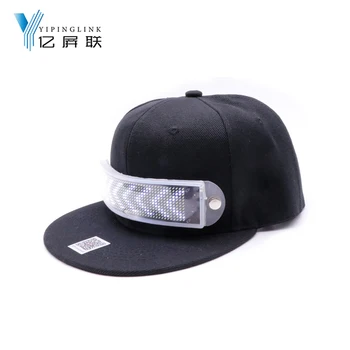 

Christmas birthday festival LED gift rechargeable RGB LED cap black white red blue attractive cap hat with digital LED screen